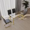 51 inch Glass Dining Table Set for 4, Dining Table & Chair Sets with Silver Plating Legs for Kitchen