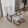51 inch Glass Dining Table Set for 4, Dining Table & Chair Sets with Silver Plating Legs for Kitchen
