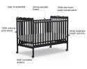 4-in-1 Convertible Baby Crib, Wood Full Size Toddler Bed with Locking Wheels, Non-Toxic Finish