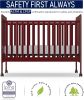 4-in-1 Convertible Baby Crib, Wood Full Size Toddler Bed with Locking Wheels, Non-Toxic Finish