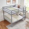 Full over Full Bunk Bed with Ladder,Wooden Bunk Bed with High Guardrail and Ladder for Kids, Teens, Dorm Rooms, and Guest Rooms,No Box Spring Needed