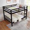 Full over Full Bunk Bed with Thick Posts,Wooden Bunk Bed with High Guardrail and Ladder for Kids, Teens, Dorm Rooms, and Guest Rooms