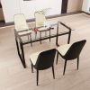 51" 4 person glass dining table set, kitchen set with black metal leg dining table and chairs