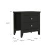Breeze Four-Legged Modern Bedroom Nightstand, with Two Drawers, Black