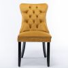Modern High-end Tufted Solid Wood Contemporary Velvet Upholstered Dining Chair with Wood Legs Nailhead Trim 2-Pcs Set
