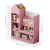 Kids Wooden Bookshelf Toy Storage Organizer with Bookcase, Kid's Storage Unit with 6 Compartments, Children Multi Shelf for Books, Toys Shelf