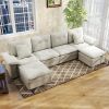 PPL 6 - Seater Modular Sectional Sofa with Movable Ottoman, Comfy Deep Seat Cloud Couch for Living Room, Apartment, Office