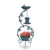 37.8 inch Bird Bath and Solar Bird Feeders Combo with Flower Planter Pedestal, Weather Resistant Metal Bird baths for Outdoors