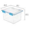 32 Quart Gasket Box, Weather-Resistant Clear Storage Bin with Lid, Blue