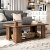 Large 41 Inch 2-tier Wooden Modern Coffee Table with Storage Shelf living room table