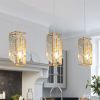4" Modern Crystal Pendant Light - 3 Pack, Adjustable Hanging Ceiling Lamp with Crystal Prism Design for Dining Room, Kitchen Island