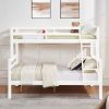 Twin over Full Bunk Bed with Thick Posts,Wooden Bunk Bed with High Guardrail and Ladder for Kids, Teens, Dorm Rooms, and Guest Rooms