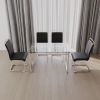 51 inch Glass Dining Table Set for 4, Dining Table & Chair Sets with Silver Plating Legs for Kitchen