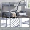 Full Over Full Bunk Bed, Heavy Duty Metal Bunk Bed Frame with Built-in Ladder and Safety Guard Rail, Low Metal Bunk Bed Frame for Kids