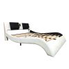 Faux Leather Upholstered Platform Bed Frame with led lighting, Bluetooth connection to play music control, Backrest vibration massage, Curve Design