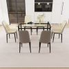 51" 6 person glass dining table set, kitchen set with black metal leg dining table and chairs