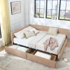 Queen Size Storage Upholstered Tufted Bed Frame, Sofa Bed Frame with Comfortable Backrest and Armrests, Queen Size Bed for Bedroom, Living Room,Velvet