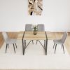 55" MDF Wood Colour Dining Table and Modern Dining Chair Set of 4, Mid Century Wooden Kitchen Table Set, Metal Base & Legs