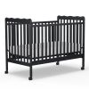4-in-1 Convertible Baby Crib, Wood Full Size Toddler Bed with Locking Wheels, Non-Toxic Finish