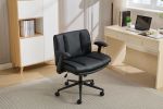 Leather Criss Cross Chair with Flip-Up Armrests, Cross Legged Office Chair on Wheels