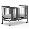 4-in-1 Convertible Baby Crib, Wood Full Size Toddler Bed with Locking Wheels, Non-Toxic Finish
