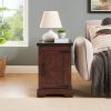 Farmhouse End table Nightstand Rectangular Farmhouse End Table with Barn Door and Adjustable Storage Shelf, Rustic Sofa Side Table for Living Room