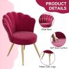 Velvet Accent Chair with Gold Metal Legs, Vanity Chair for Makeup Room, Upholstered Guest Chair for Living Room, Side Chair for Bedroom