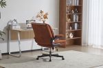 Leather Criss Cross Chair with Flip-Up Armrests, Cross Legged Office Chair on Wheels