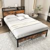 Twin/Full/Queen Bed Frame with Storage Headboard and Charging Station