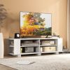 Wooden TV Stand with 8 Open Shelves for TVs up to 65 Inch Flat Screen