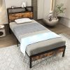 Twin/Full/Queen Bed Frame with Storage Headboard and Charging Station
