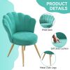 Velvet Accent Chair with Gold Metal Legs, Vanity Chair for Makeup Room, Upholstered Guest Chair for Living Room, Side Chair for Bedroom