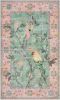 Botanical Birds 5x7 Washable Living Room Rug, Boho Green Bedroom Dining Room Rugs for Under Table