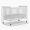 4-in-1 Convertible Baby Crib, Wood Full Size Toddler Bed with Locking Wheels, Non-Toxic Finish
