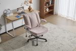 Leather Criss Cross Chair with Flip-Up Armrests, Cross Legged Office Chair on Wheels