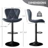 Modern Bar Stool Set of 2, Adjustable Faux Leather Upholstered Swivel Counter Stools, Counter Height Barstools with Back for Kitchen Island