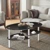 1PC Tempered Glass Double Layer Oval Side Coffee Table Sturdy and Durable Living Room Table