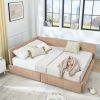 Queen Size Storage Upholstered Tufted Bed Frame, Sofa Bed Frame with Comfortable Backrest and Armrests, Queen Size Bed for Bedroom, Living Room,Velvet