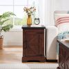 Farmhouse End table Nightstand Rectangular Farmhouse End Table with Barn Door and Adjustable Storage Shelf, Rustic Sofa Side Table for Living Room
