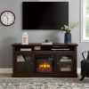 Modern TV Stand for up to 65 Inch TVs, Entertainment Center Farmhouse TV Cabinet Media Console Table with Glass Doors for Living Room