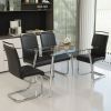 51 inch Glass Dining Table Set for 4, Dining Table & Chair Sets with Silver Plating Legs for Kitchen