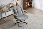 Leather Criss Cross Chair with Flip-Up Armrests, Cross Legged Office Chair on Wheels