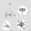 Sputnik Chandelier Modern Black/Brushed Nickel/Chrome Chandelier Mid Century Ceiling Lighting Fixtures 10 Lights E26 for Living Room, Kitchen Island