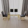 51 inch Glass Dining Table Set for 4, Dining Table & Chair Sets with Silver Plating Legs for Kitchen