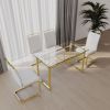 51 inch Glass Dining Table Set for 4, Dining Table & Chair Sets with Silver Plating Legs for Kitchen