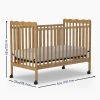 4-in-1 Convertible Baby Crib, Wood Full Size Toddler Bed with Locking Wheels, Non-Toxic Finish