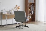 Leather Criss Cross Chair with Flip-Up Armrests, Cross Legged Office Chair on Wheels