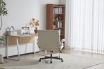 Leather Criss Cross Chair with Flip-Up Armrests, Cross Legged Office Chair on Wheels
