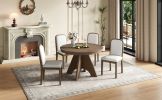 TREXM Vintage Extendable Dining Table Set for 4-6 with 4 Upholstered Chairs
