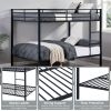 Full Over Full Bunk Bed, Heavy Duty Metal Bunk Bed Frame with Built-in Ladder and Safety Guard Rail, Low Metal Bunk Bed Frame for Kids
